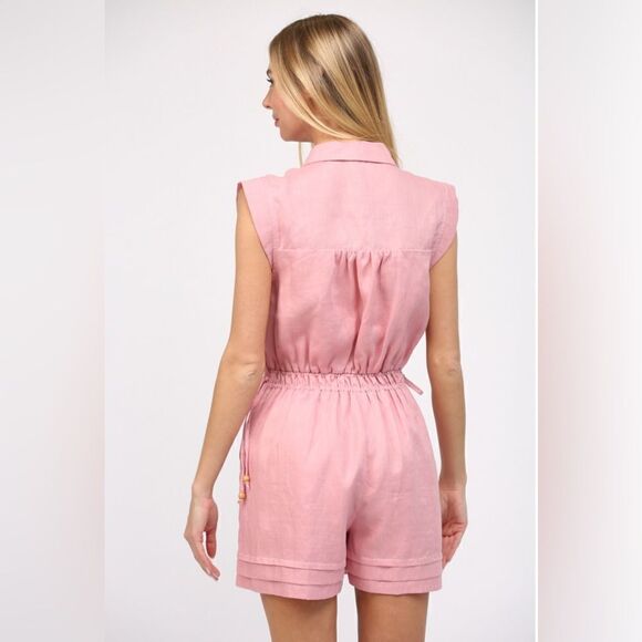 004. PINK LINEN ROMPER - Picture 5 of 9